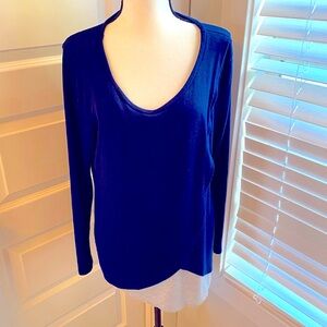 Hello MIZ|| Navy/grey cowl neck long sleeve top.  Top is soft and stretchy.